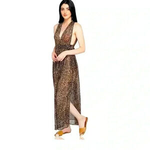 American & beyond  size Large cheetah print maxi cover-up NEW NO TAGS